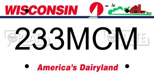 233MCM Wisconsin License Plate