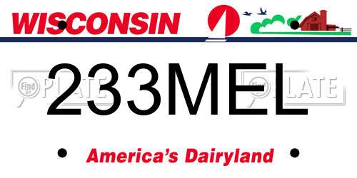 233MEL Wisconsin License Plate