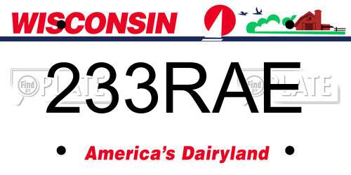 233RAE Wisconsin License Plate