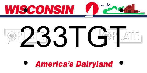 233TGT Wisconsin License Plate