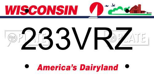 233VRZ Wisconsin License Plate