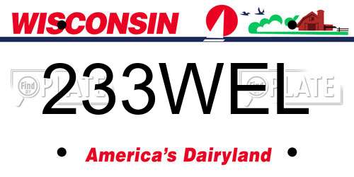 233WEL Wisconsin License Plate