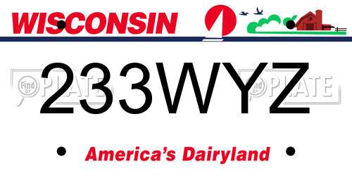 233WYZ Wisconsin License Plate