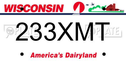 233XMT Wisconsin License Plate