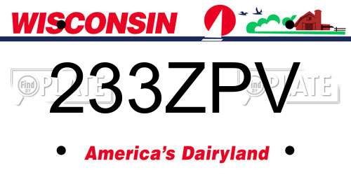 233ZPV Wisconsin License Plate