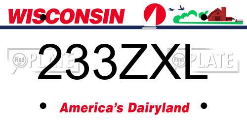 233ZXL Wisconsin License Plate