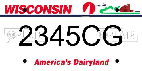 2345CG Wisconsin License Plate