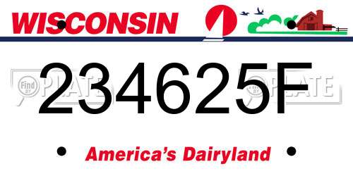 234625F Wisconsin License Plate