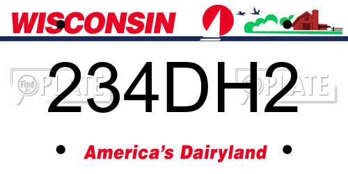 234DH2 Wisconsin License Plate