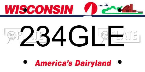 234GLE Wisconsin License Plate