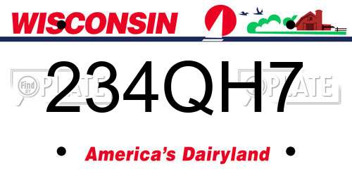 234QH7 Wisconsin License Plate