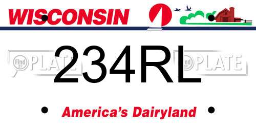 234RL Wisconsin License Plate