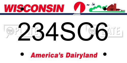 234SC6 Wisconsin License Plate
