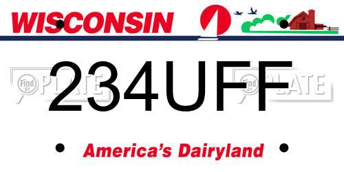 234UFF Wisconsin License Plate