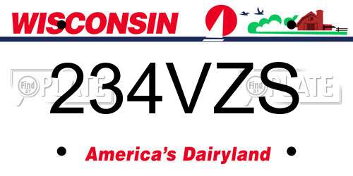 234VZS Wisconsin License Plate