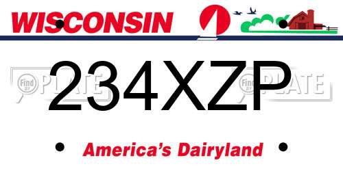 234XZP Wisconsin License Plate