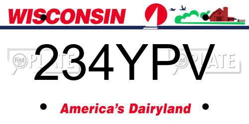 234YPV Wisconsin License Plate
