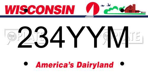 234YYM Wisconsin License Plate