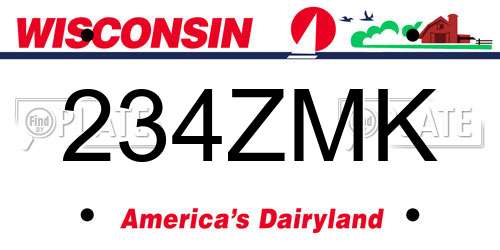 234ZMK Wisconsin License Plate