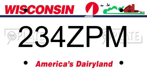 234ZPM Wisconsin License Plate