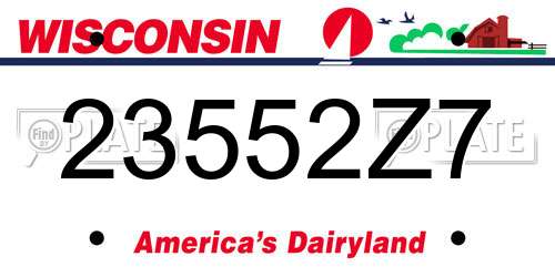 23552Z7 Wisconsin License Plate