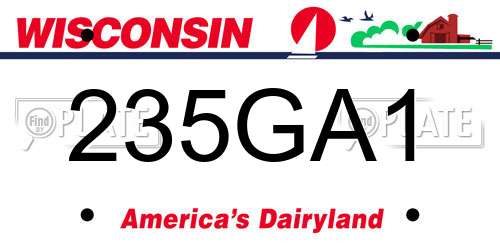 235GA1 Wisconsin License Plate