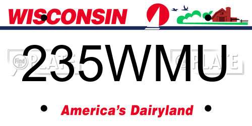 235WMU Wisconsin License Plate