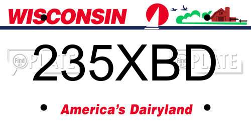 235XBD Wisconsin License Plate
