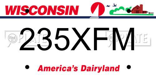 235XFM Wisconsin License Plate