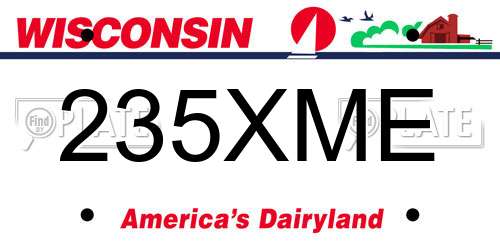 235XME Wisconsin License Plate