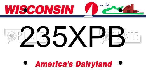 235XPB Wisconsin License Plate