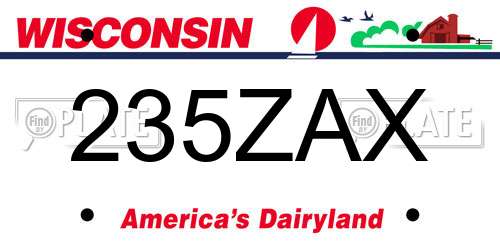 235ZAX Wisconsin License Plate