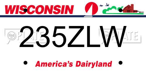 235ZLW Wisconsin License Plate