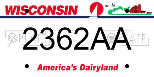 2362AA Wisconsin License Plate