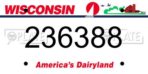 236388 Wisconsin License Plate