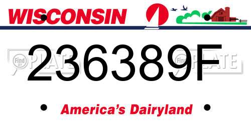 236389F Wisconsin License Plate