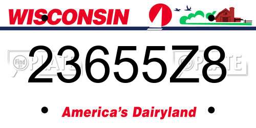 23655Z8 Wisconsin License Plate