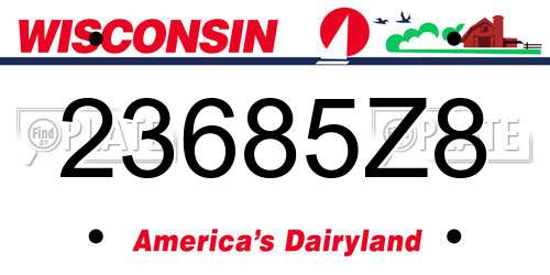 23685Z8 Wisconsin License Plate