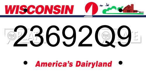 23692Q9 Wisconsin License Plate