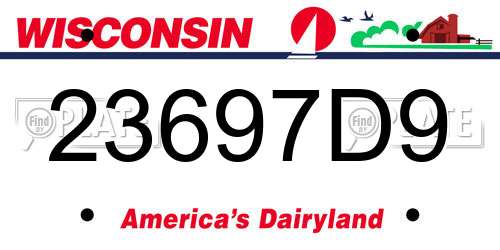 23697D9 Wisconsin License Plate