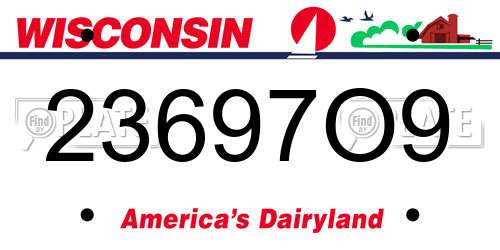 23697O9 Wisconsin License Plate