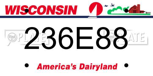 236E88 Wisconsin License Plate