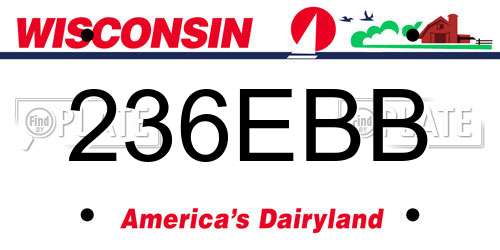 236EBB Wisconsin License Plate
