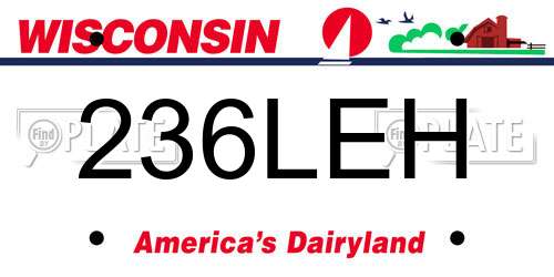 236LEH Wisconsin License Plate