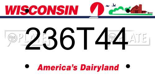 236T44 Wisconsin License Plate