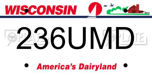 236UMD Wisconsin License Plate