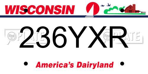 236YXR Wisconsin License Plate
