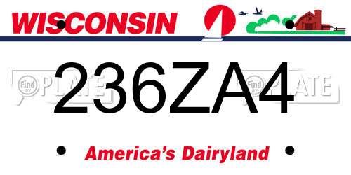 236ZA4 Wisconsin License Plate