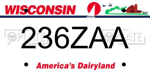 236ZAA Wisconsin License Plate