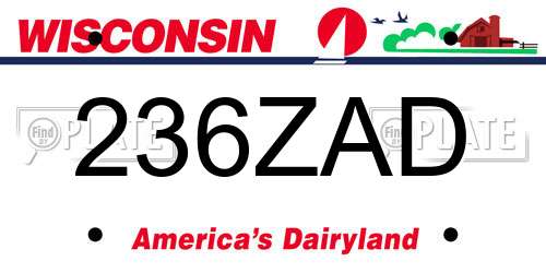 236ZAD Wisconsin License Plate